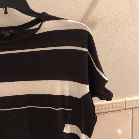 New All Saints Wavy wool striped pullover t-shirt - Picture 10 of 13